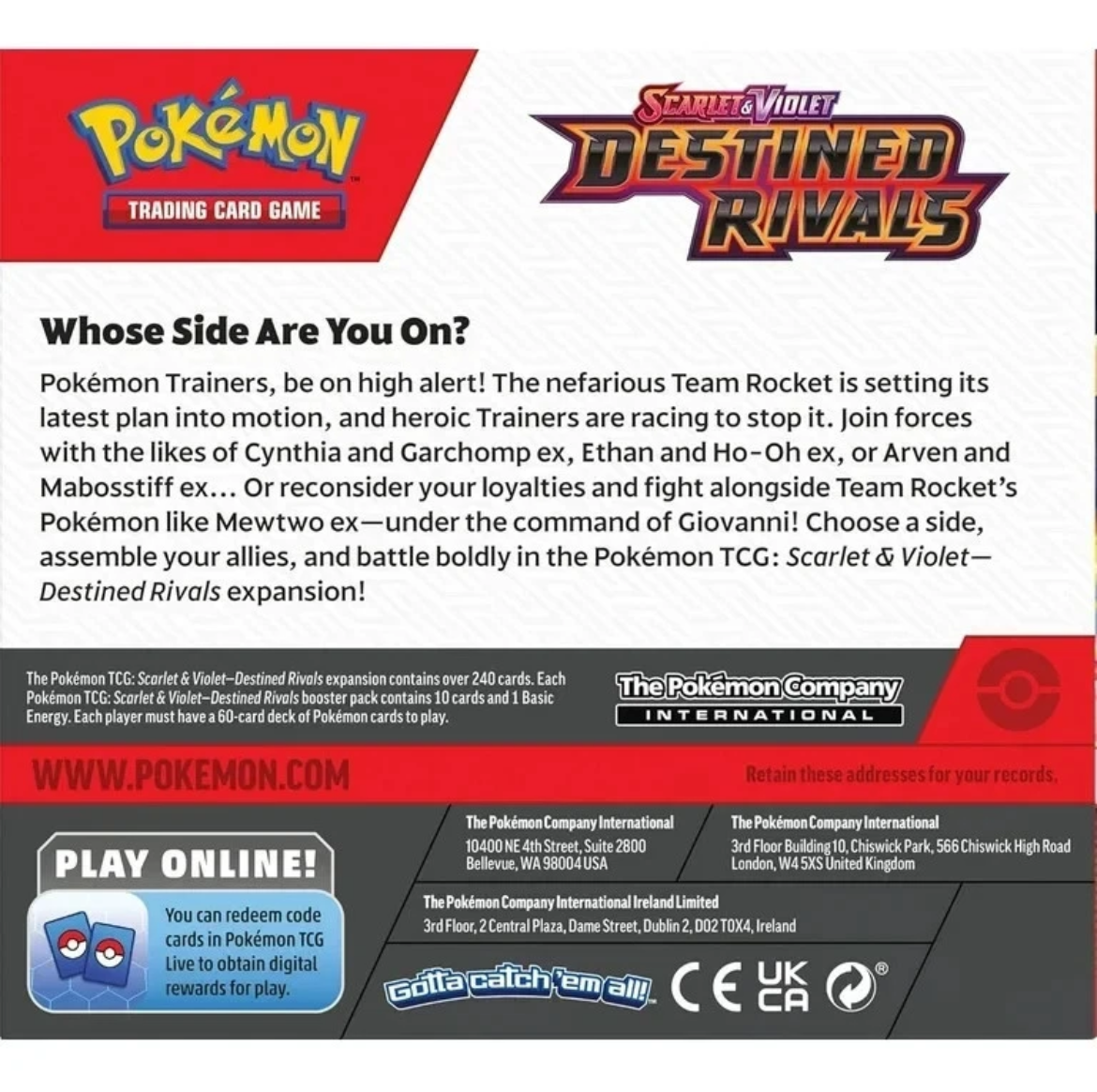 Pokémon TCG: Scarlet & Violet—Destined Rivals Booster Pack Art Set (4 Packs)